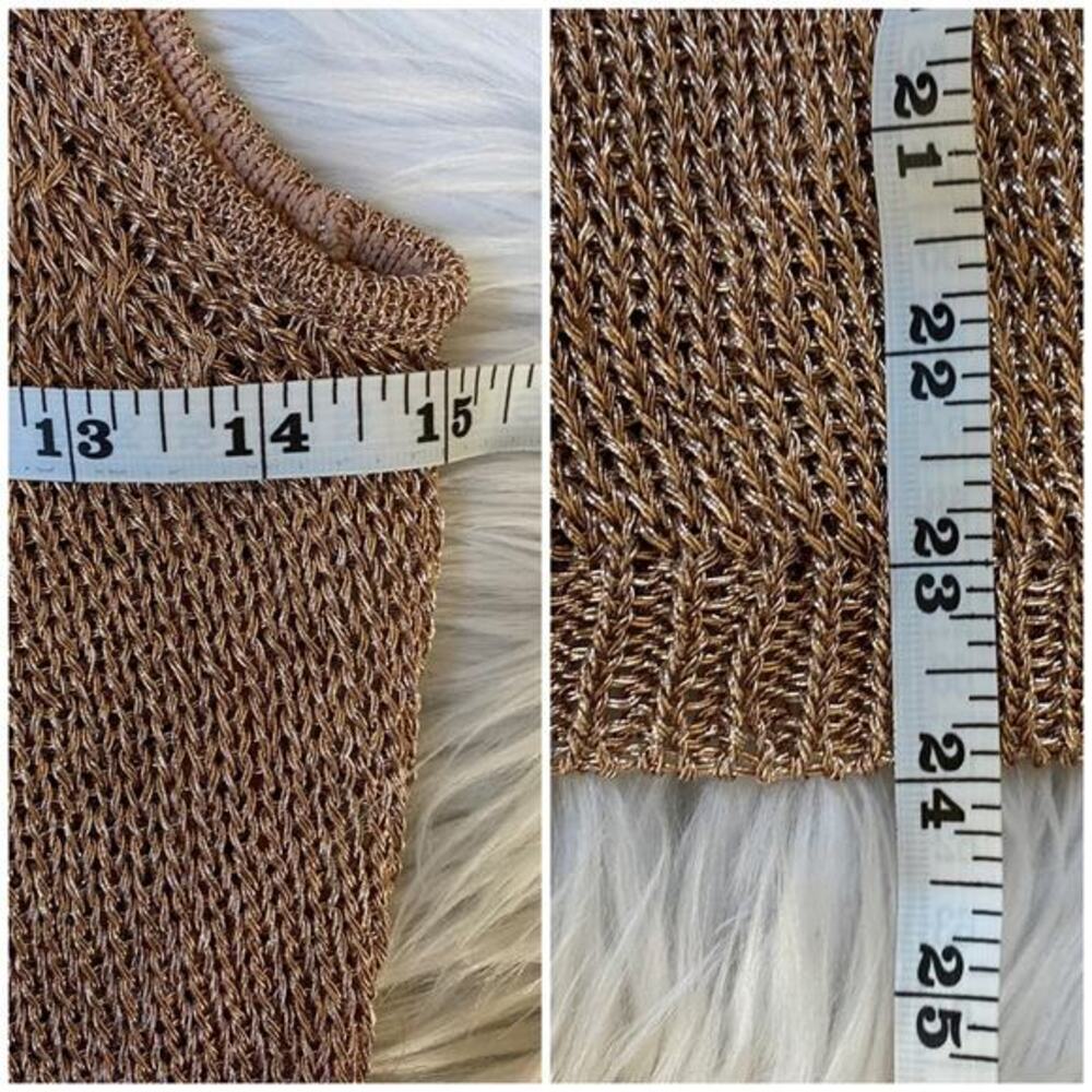 Bar III‎ Womens Metallic Mesh Knit Sleeveless Sweater Tank Rose Gold sz XS - Picture 8 of 10